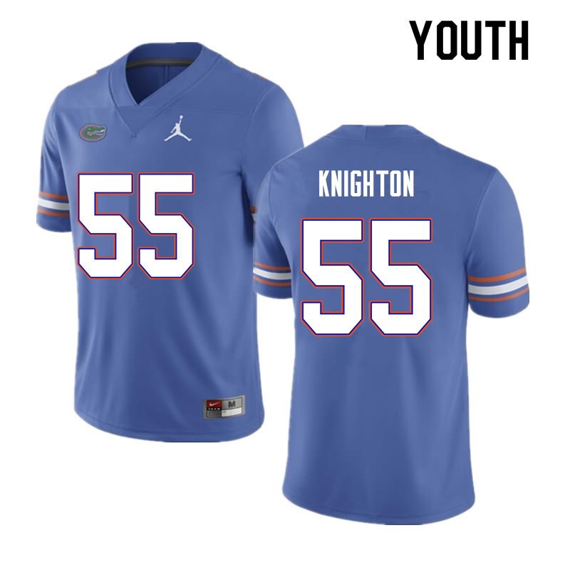 NCAA Florida Gators Hayden Knighton Youth #55 Nike Blue Stitched Authentic College Football Jersey BWQ8764WO